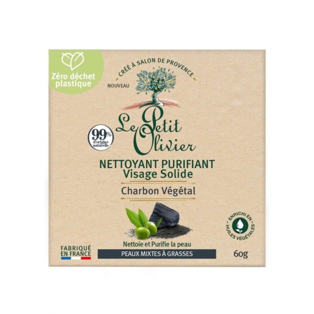 Nettoyant solide au charbon végétal pour visage Le Petit Olivier