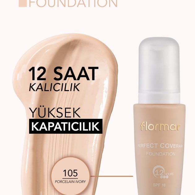 Flormar - Fond de Teint Perfect Coverage - Flacon 30 ml - SPF 8 - 105