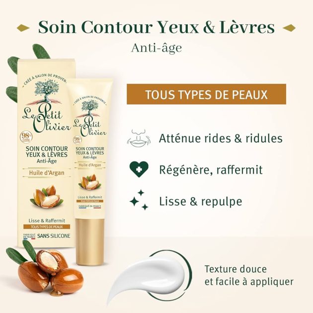 Le Petit Olivier Contour des yeux et des lèvres anti-âge à l'huile d'argan 15 ml