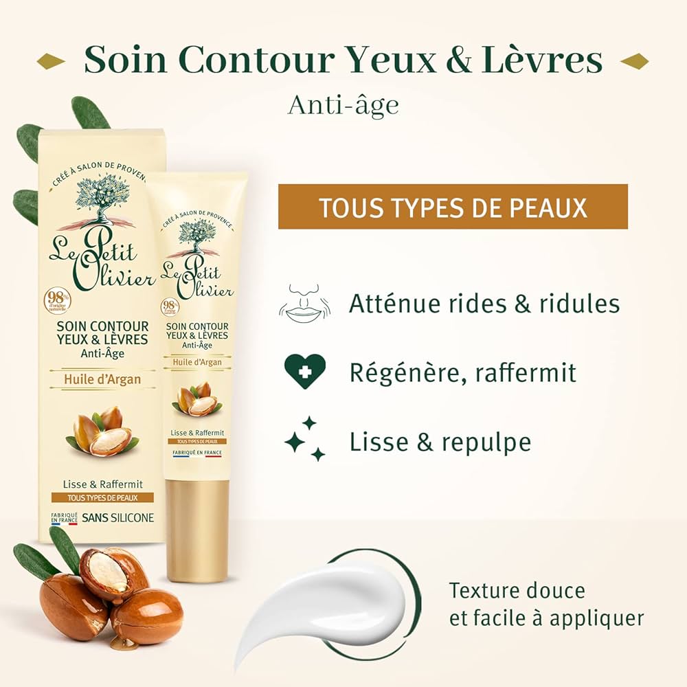 Le Petit Olivier Contour des yeux et des lèvres anti-âge à l'huile d'argan 15 ml