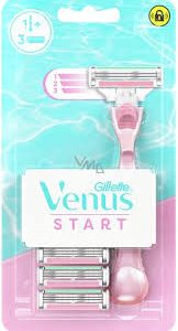 Gillette Venus Start razor + 3 replacement heads, for women
