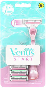 Gillette Venus Start razor + 3 replacement heads, for women